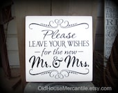 Please Leave Your Wishes for the New Mr & Mrs   -- Wedding -- Painted Wooden Subway Art Sign