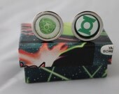 Green Lantern (Power ring and lantern)// Recycled comic Cufflinks// DC comic cufflinks
