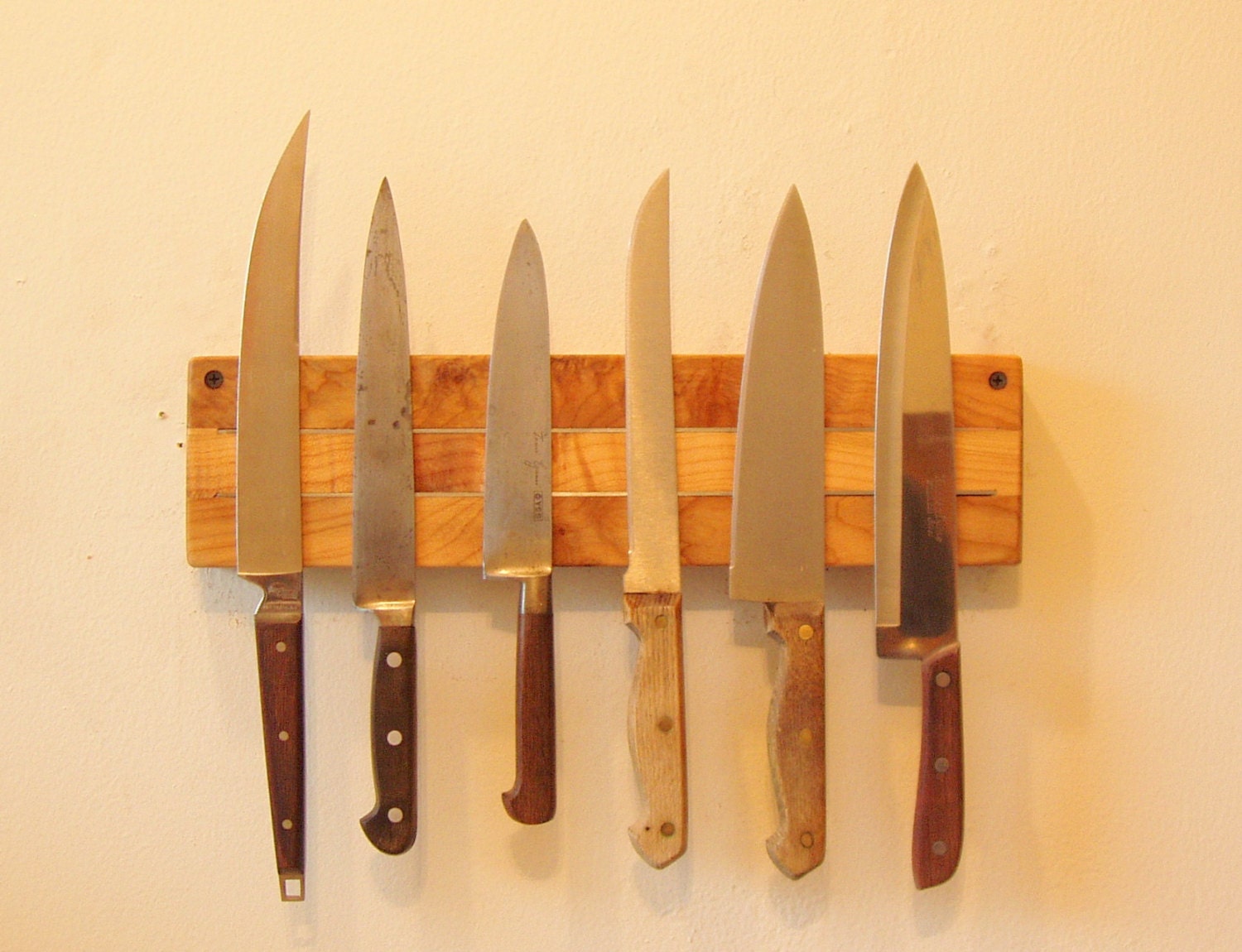 Super Pull Magnetic Knife Rack in Burly Maple. Free Shipping.
