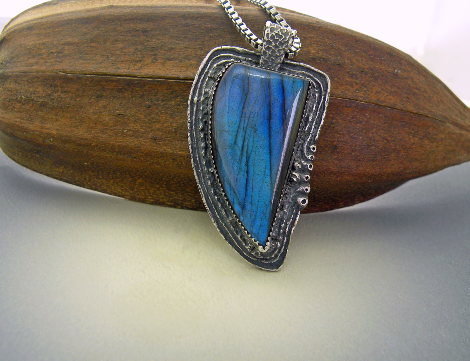 Amazing Blue flash Labradorite Bezel Pendant