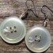 Vintage Button Drop Earring Mint Green Sage Wire Dangle