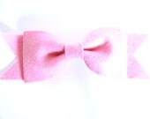 Baby Pink Wool Felt Bow Hair Clip.  For Infant, Toddler, Child, Teenager or Adult. Graceful by Anna on Etsy.