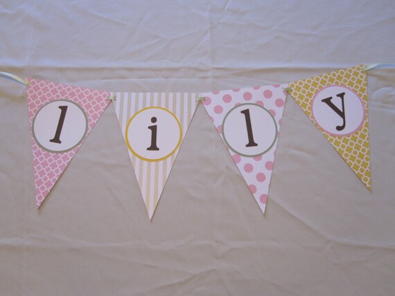 Pink, Yellow, Green Flag Name Banner Il_570xn