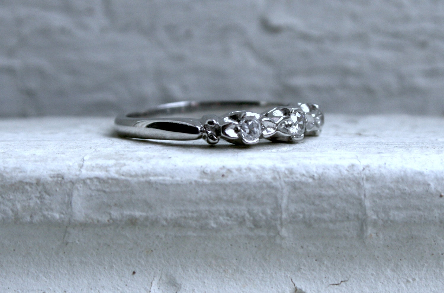 Wonderful Antique Platinum Diamond Wedding Band - 0.24ct.