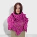 Crochet Shawl, Handmade Triangle Shawl, Winter Accessory in Fuchsia Pink
