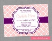 Printable Lingerie Shower Invitation - Shower Themed Quatrefoil Invite - Colors and Text Customizable Il_170x135
