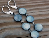 Blue Gray dangle Earrings, sterling silver earrings, bubbles