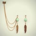 mint green and feather ear cuff, feather earrings, mint green earrings, tribal feather, gold earrings