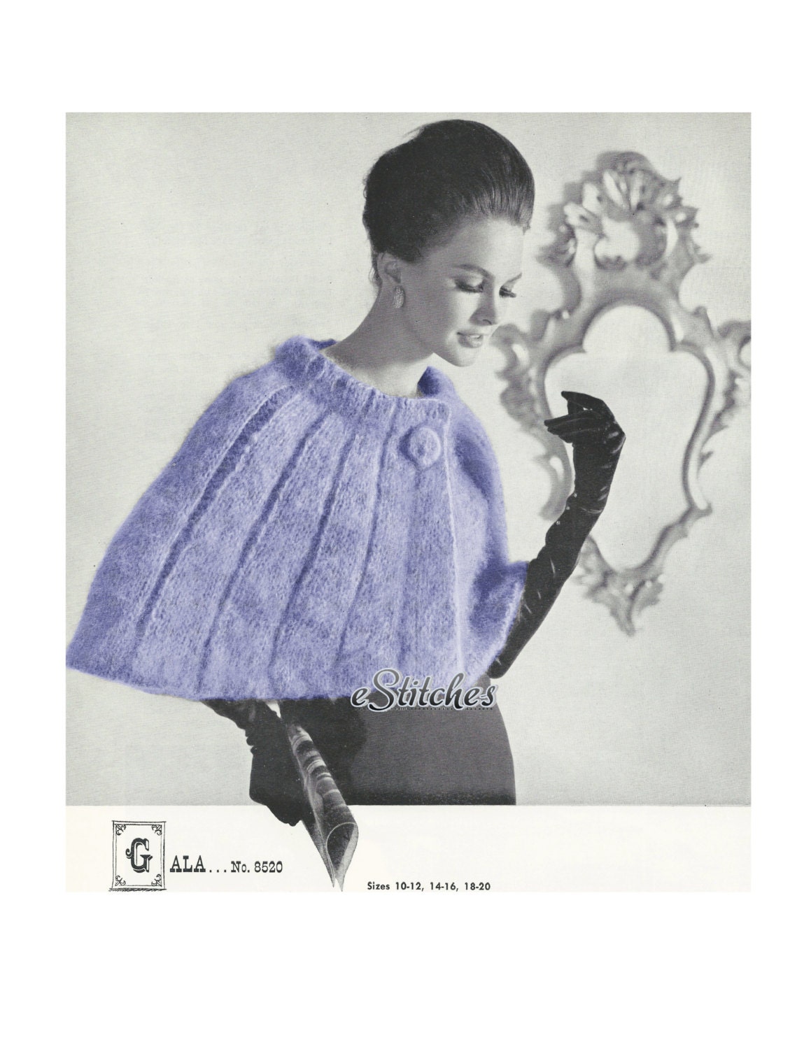 1950s Evening Wrap, Shoulder Cape or Capelet - Knit PDF pattern 8520