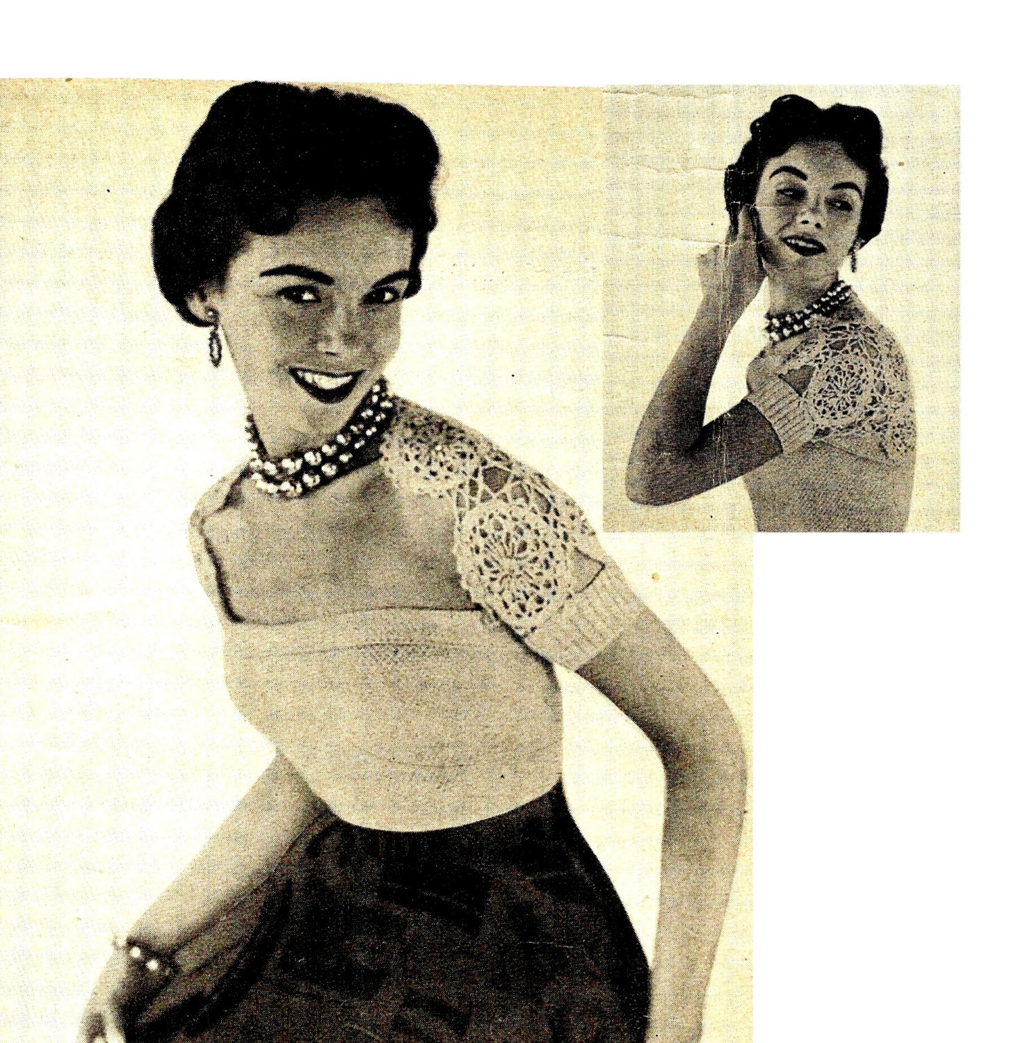 1950s Sexy Top or Bodice with Hamaca Bolero Shrug - Crochet PDF pattern 5427