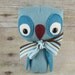 Blue plush owl feltie - collectable owl softie for home decor or collectors - heirloom quality - child firendly