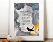 PRINTABLE Inspirational Quote, printable art, song lyrics, bird, storm, courage, lark, Gift under 10, Inspirational art, strength.