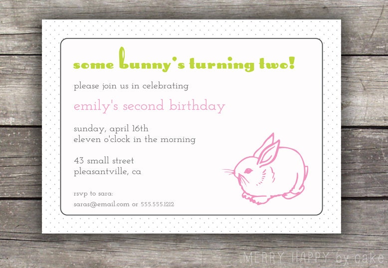 Bunny Rabbit Birthday or Easter Party Invitation "Some Bunny's Turning..."