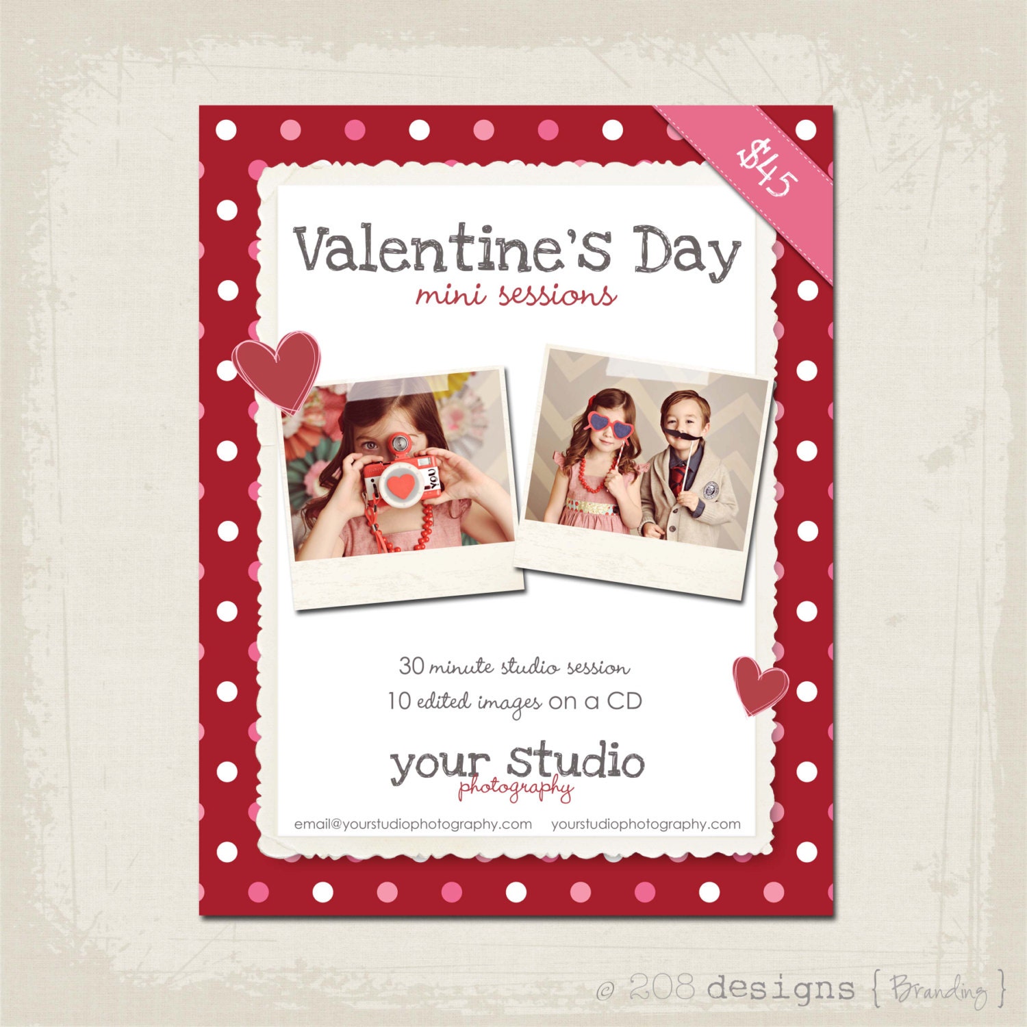 INSTANT DOWNLOAD - Valentines Day Mini Session Template for Professional Photographers