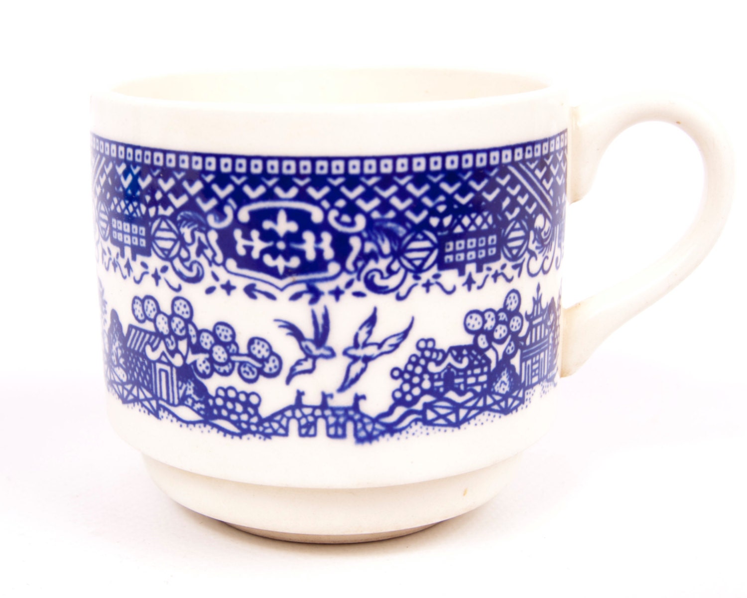Vintage Blue Willow Coffee Cup Hot Cocoa Mug Cobalt and White Made in USA