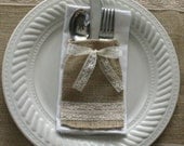 Burlap silverware pockets, Cutlery holders. 10 for 25