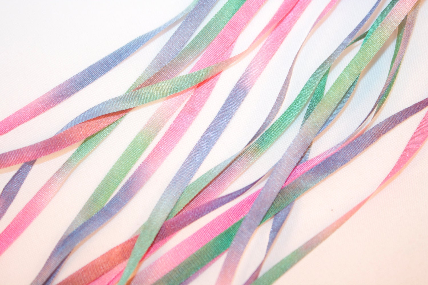 Hand Dyed Silk Ribbon 4mm in Mardi Gras color way