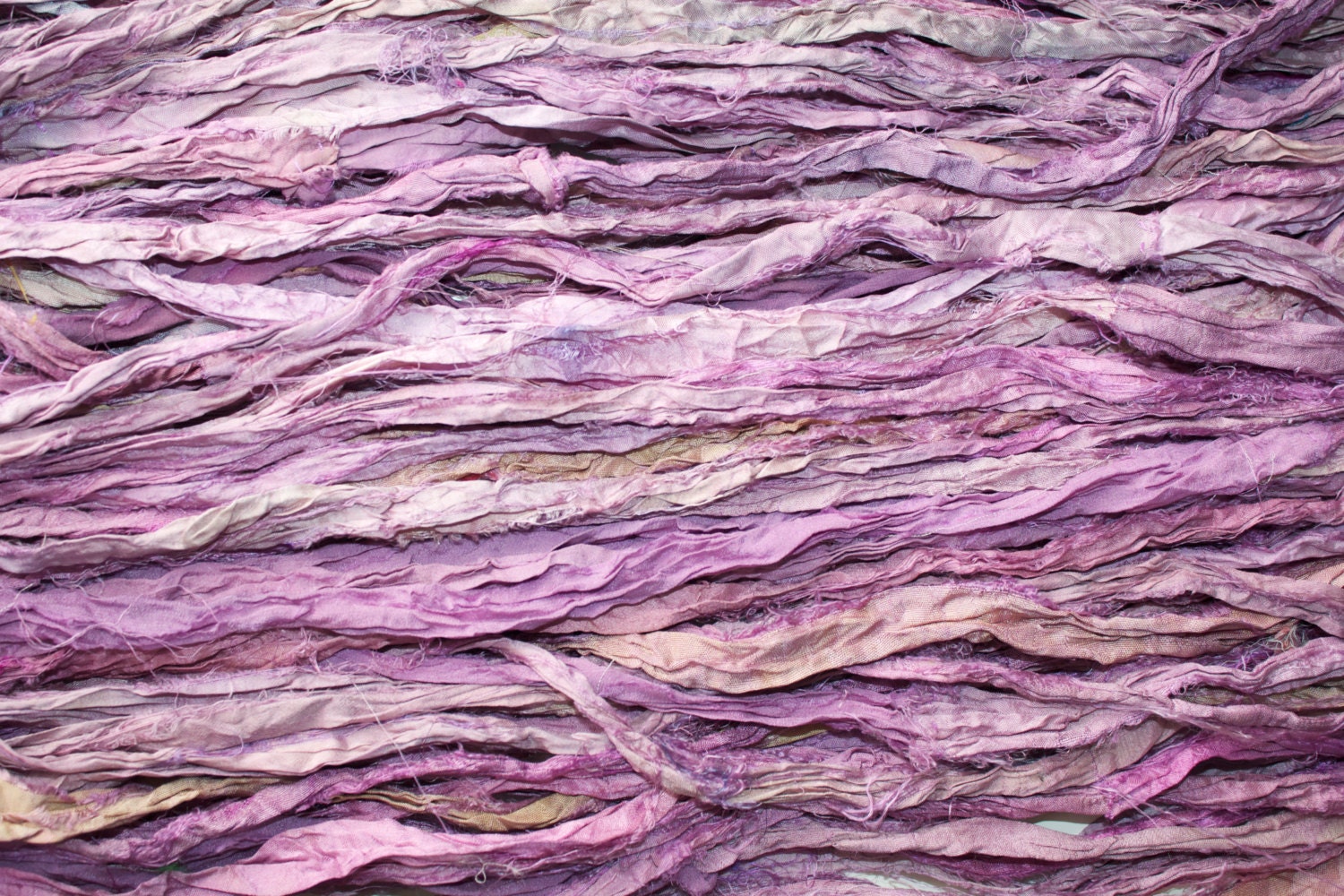 Recycled Silk Sari Ribbon - 50 yards of Hand Dyed Fiber in Lavender