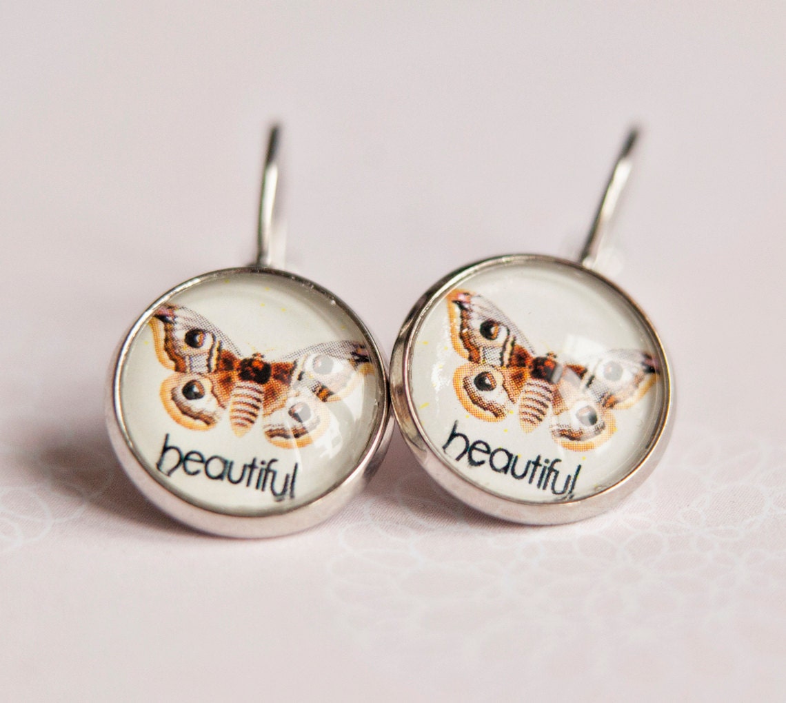 Beautiful butterfly hoop earrings - Free Worldwide Shipping - Gift for her under 20 USD