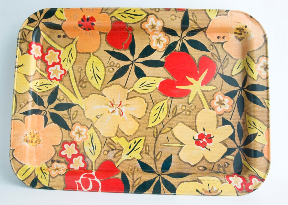 Vintage TV Tray, 1960s TV Tray, Vintage Breakfast Tray, Floral TV Tray