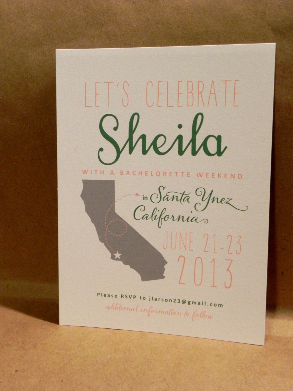 State Save the Date / Bachelorette Weekend / Custom Printed Poster Style California Modern Fun Invitation / Custom by Darby Cards