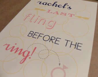 Bachelorette Night / Weekend / Party Fun Double Sided Dot Invitation / Frameable Art / Fling before the Ring / Bridal / Fling / Thank You