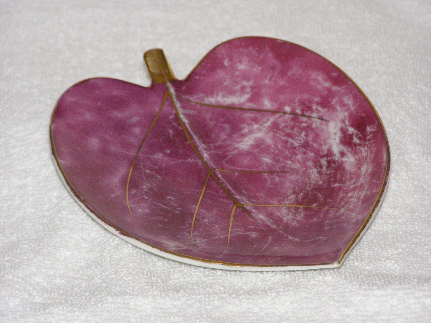 Vintage Bon Bon Dish in Leaf form Del Coronado Hand-painted Gold Trim by Nasco Products Japan