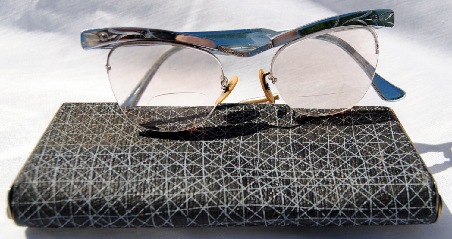 Aluminum Cat Eye Glasses Bausch and Lomb with case