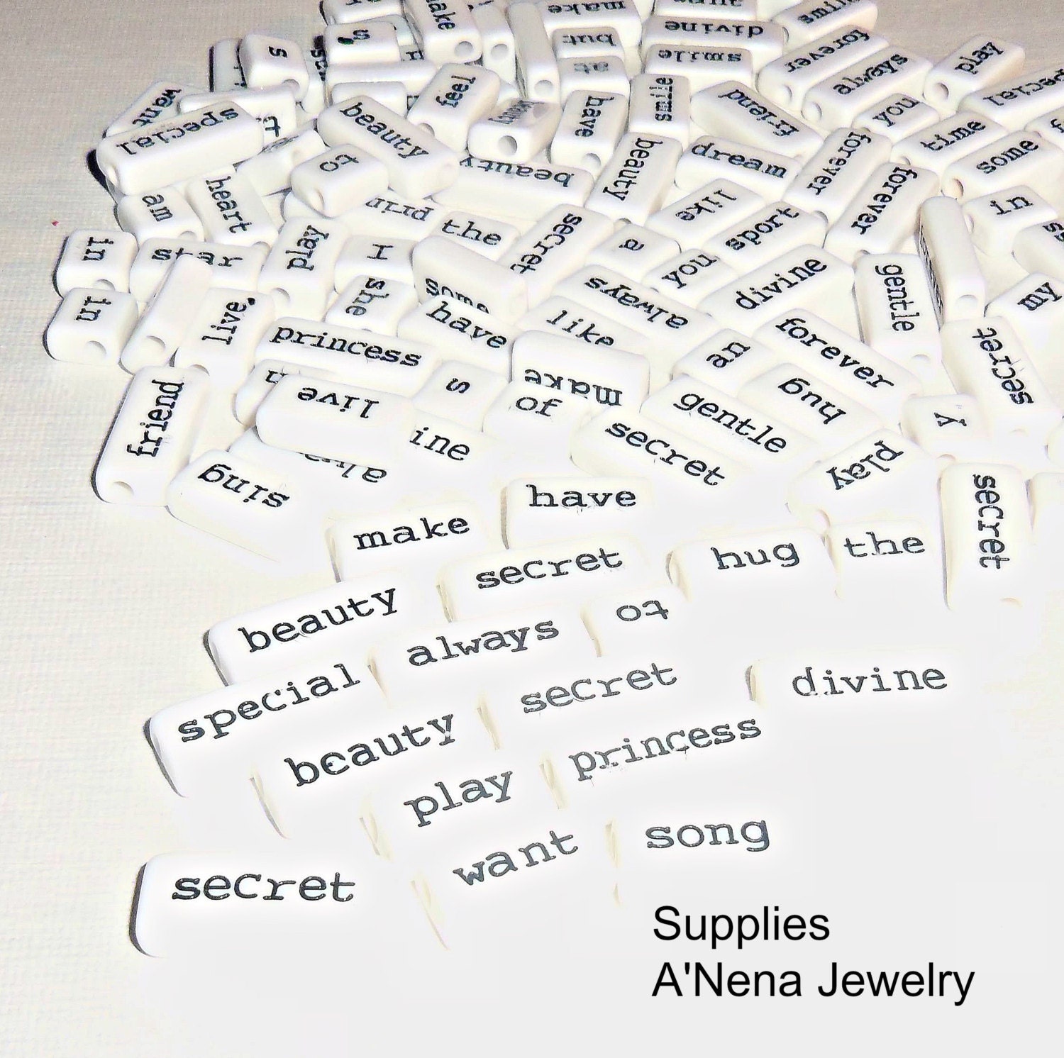 35 Reversible Word Block Beads total 70-With Cotton Chord  Included