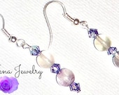 Women's Earrings :Purple Fluorite set on 925 silver earring wires "The Scholar"