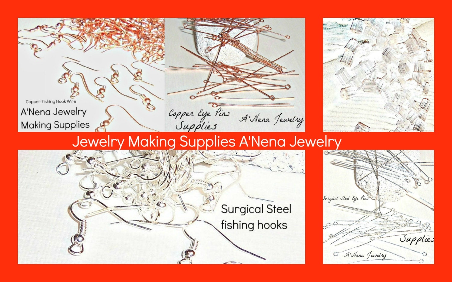 A Little Bit of Everything Supplies Pack: Copper, Surgical Steel Fish hook ear wires , Eye Pins, Earring Backs Total 320 count