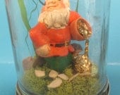 Gnome in a mason jar with a pot of gold Handmade OOAK