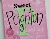 8x10 girls personalized pink butterfly and flower art