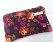 Small Purple Owls Mama Cloth Make-up Wetbag