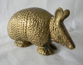 Vintage Solid Brass Armadillo Figure Statue Desk Ornament Home Decor