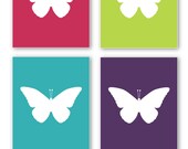 SALE - Butterfly Collection Printable Art Set- Four 8" x 10" high resolution JPEGs - Brights- Instant Download