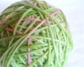 Hand dyed worsted wool yarn jumbo skein, pink and green in "Elegantissima"