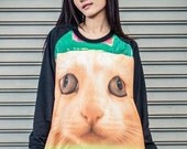 Cat Sweatshirt - Cat Screenprinted Sweatshirt O'neck Longsleeved.