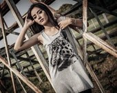 Tiger Tank Top - Women t-shirt tank top Tunic Unisex  Shirt Vest Women Sleeveless Men  Singlet Gray T-Shirt Size M L