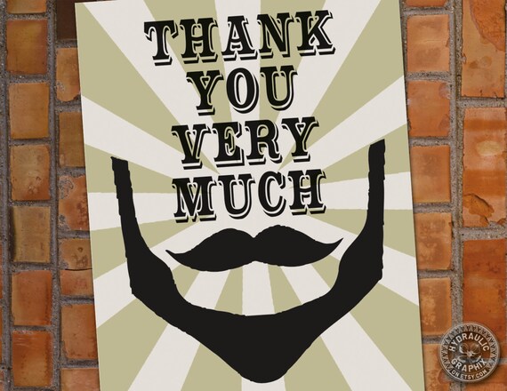Beard and Mustache Bash themed costume Birthday Party Thank you cards - retro sign, steampunk and vintage inspired Il_570xn