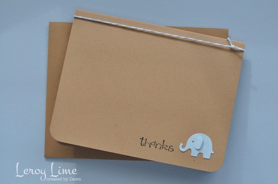 Thank You Baby Elephant Blank Note Cards - set of 8 - Baby Shower, Baby Thanks, New Baby Thanks