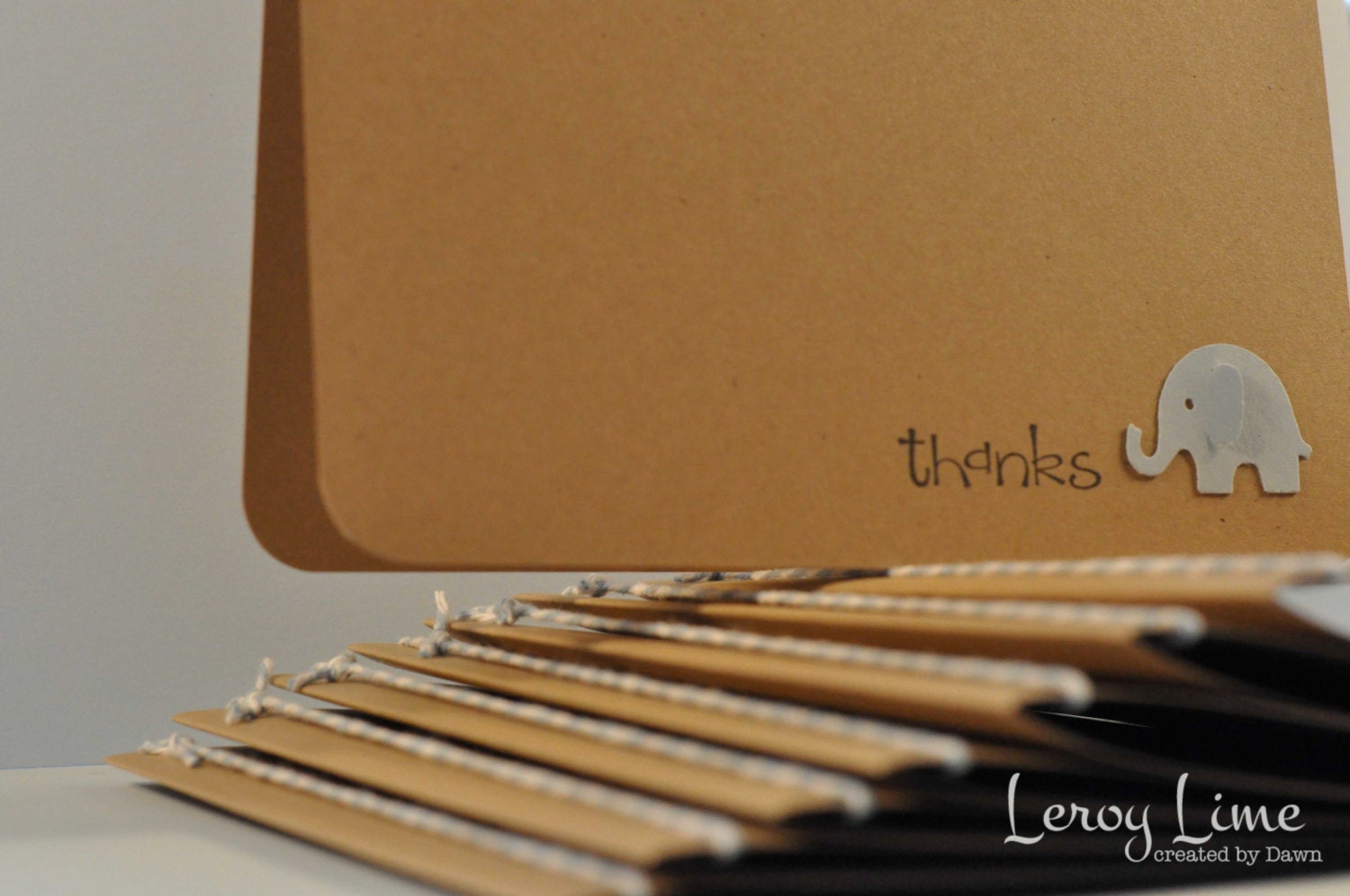 Thank You Baby Elephant Blank Note Cards - set of 8 - Baby Shower, Baby Thanks, New Baby Thanks