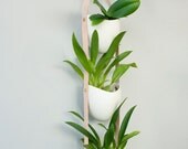 3 tier porcelain and leather planter