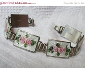 Art Deco Sterling Guilloche Enamel Bracelet 1930s Vintage Jewelry