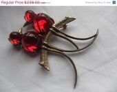 Coro Sterling Silver Jelly Belly Red Birds 1940s Vintage Jewelry RARE