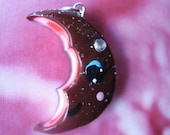 Chocolate Moon Kawaii Charm Polymer Clay Jewelry