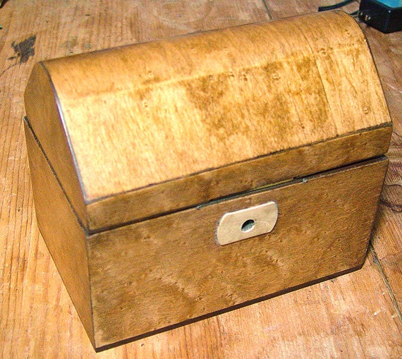 Upcycled Tea Caddy based on antique early american design. Birdseye maple, mahogany, ebony, ivory