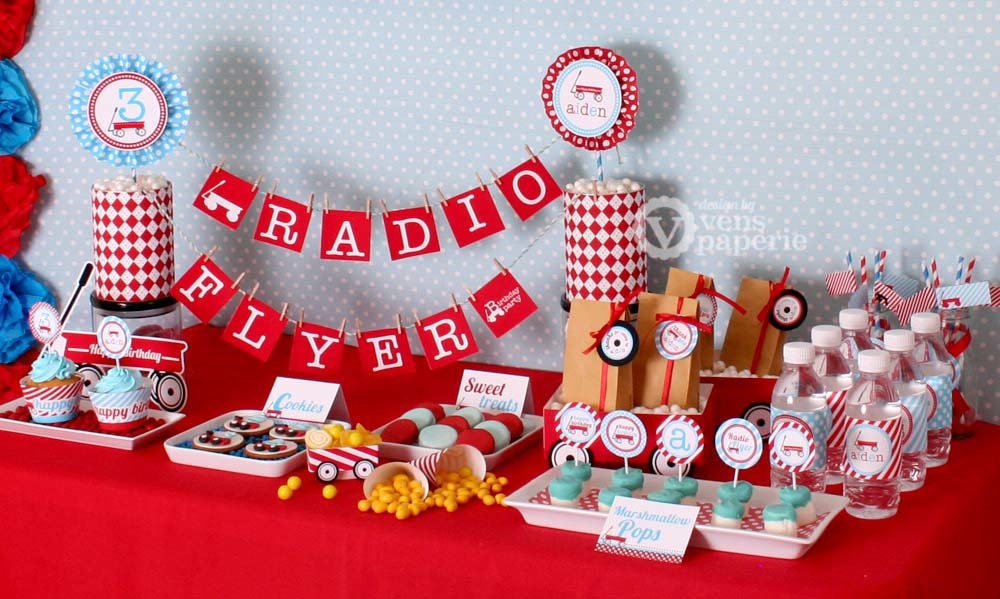 Radio Flyer Red Wagon Party Package Personalized MINI Collection Set  - PRINTABLE DIY - PS817CA1y