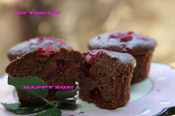 Vegan Gluten free Chocolate Raspberry Muffins  love,healthy,natural,gluten free, wedding,birthday.