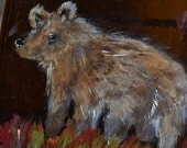 Hand Painted Brown Bear Glass Wine Bottle Cheese Tray/Platter